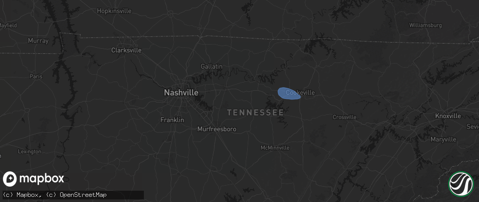 Hail map in Watertown, TN on July 3, 2026