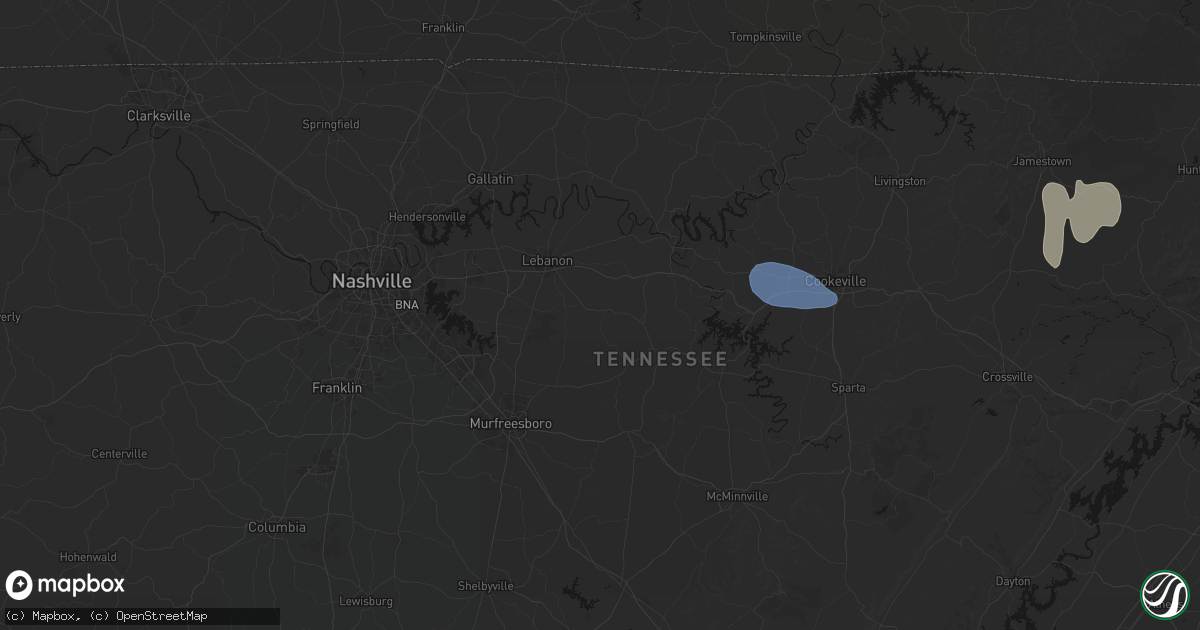 Hail map in Watertown, TN on July 3, 2026