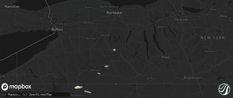 Hail map in Wayland, NY on July 3, 2026