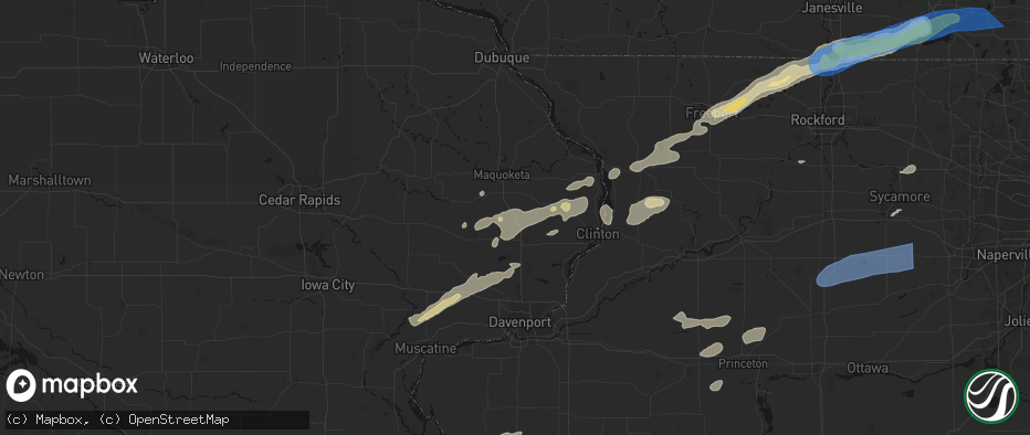 Hail map in Welton, IA on July 3, 2026