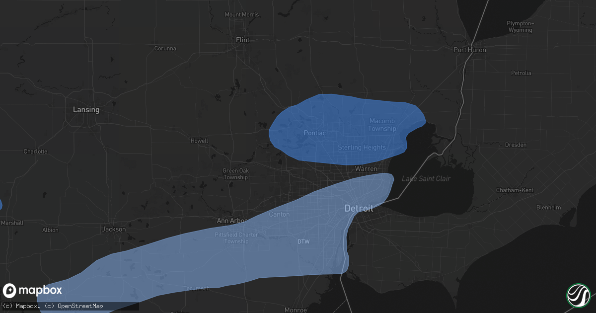 Hail map in West Bloomfield, MI on July 3, 2026