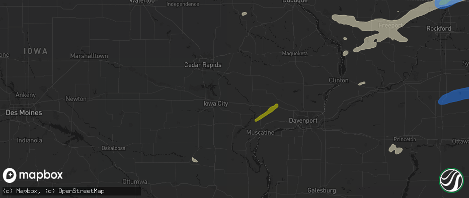 Hail map in West Branch, IA on July 3, 2026