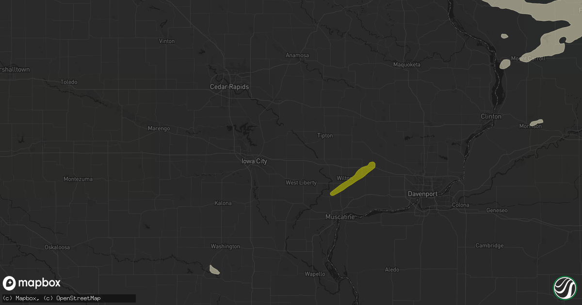 Hail map in West Branch, IA on July 3, 2026