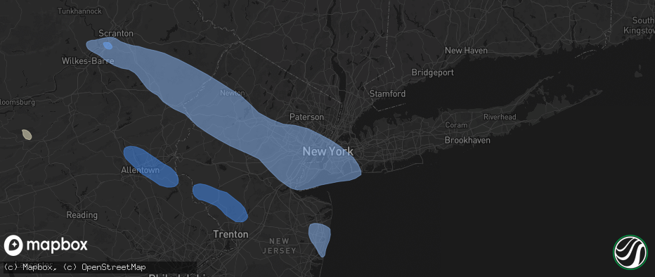 Hail map in West New York, NJ on July 3, 2026
