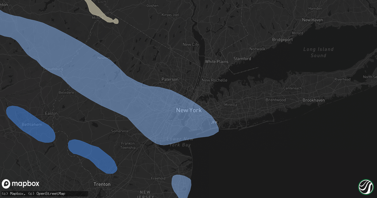 Hail map in West New York, NJ on July 3, 2026