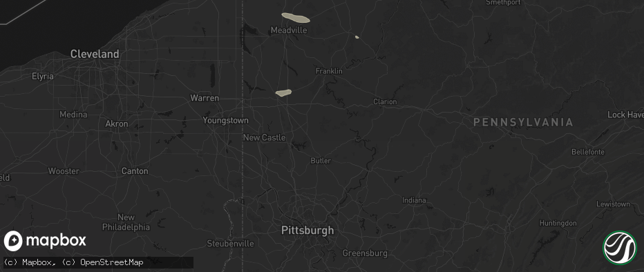 Hail map in West Sunbury, PA on July 3, 2026