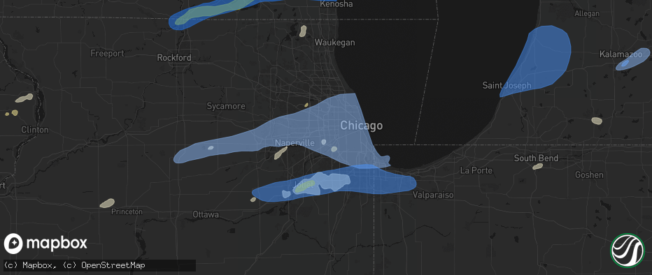 Hail map in Western Springs, IL on July 3, 2026