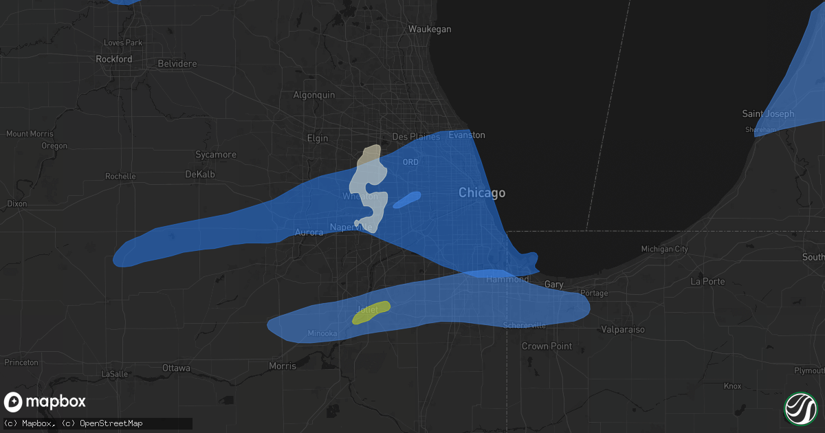 Hail map in Western Springs, IL on July 3, 2026