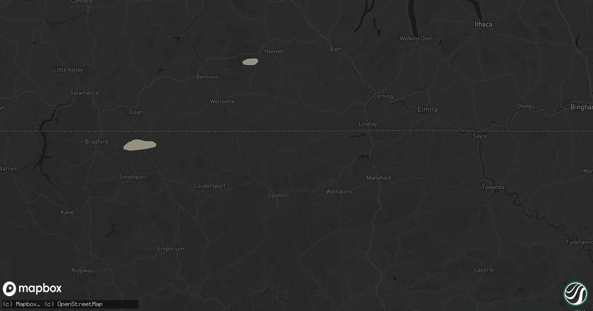 Hail map in Westfield, PA on July 3, 2026