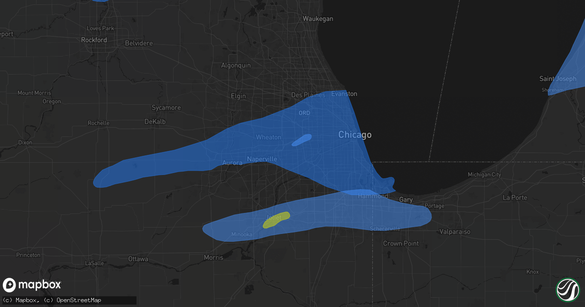 Hail map in Westmont, IL on July 3, 2026