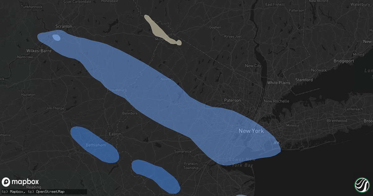 Hail map in Wharton, NJ on July 3, 2026