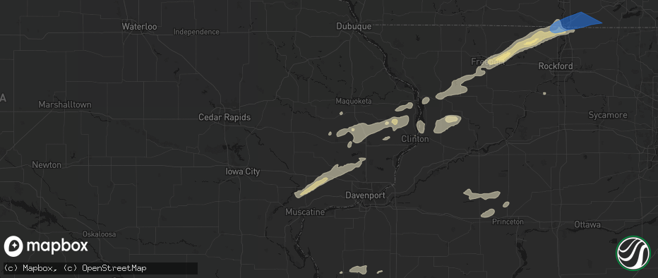 Hail map in Wheatland, IA on July 3, 2026