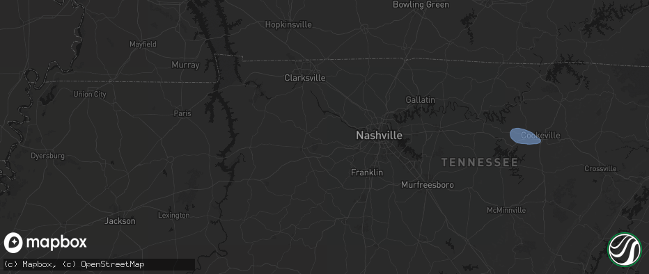 Hail map in White Bluff, TN on July 3, 2026