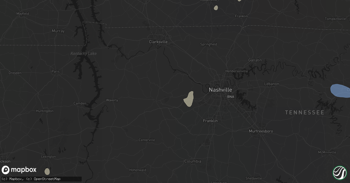 Hail map in White Bluff, TN on July 3, 2026