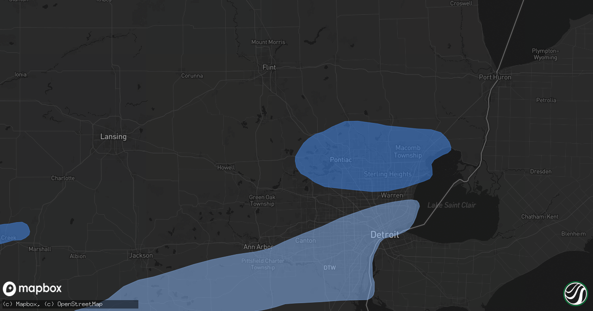Hail map in White Lake, MI on July 3, 2026