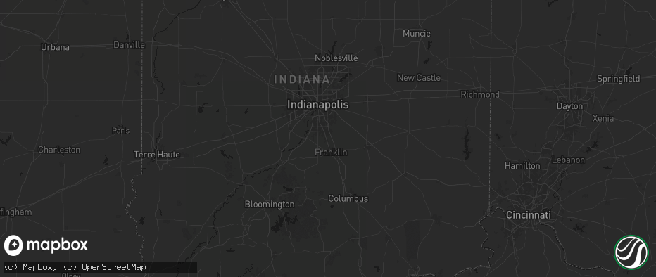 Hail map in Whiteland, IN on July 3, 2026