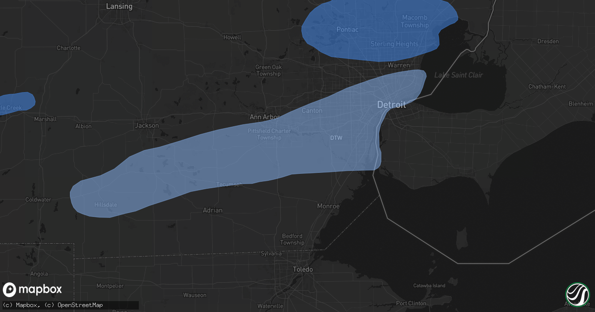 Hail map in Willis, MI on July 3, 2026