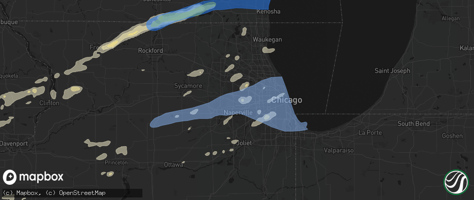 Hail map in Winfield, IL on July 3, 2026