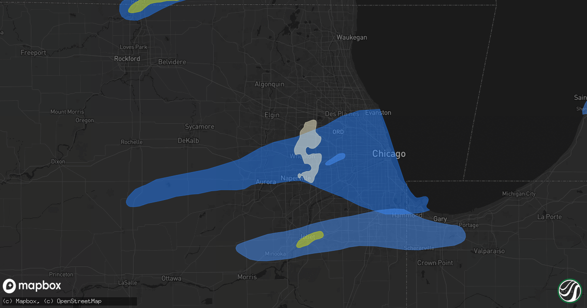 Hail map in Winfield, IL on July 3, 2026