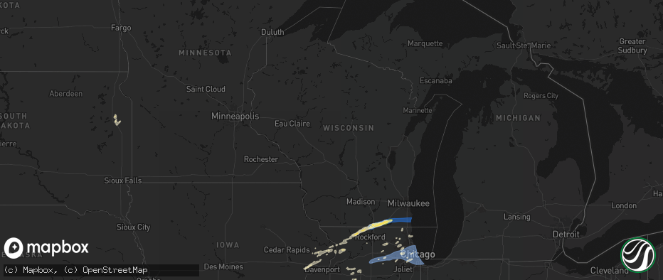 Hail map in Wisconsin on July 3, 2026