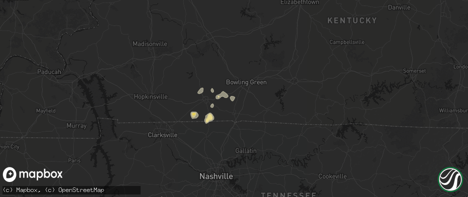 Hail map in Woodburn, KY on July 3, 2026