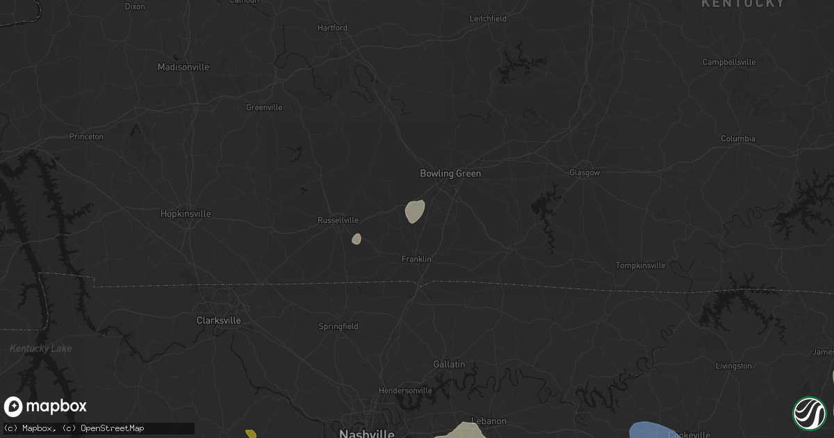 Hail map in Woodburn, KY on July 3, 2026