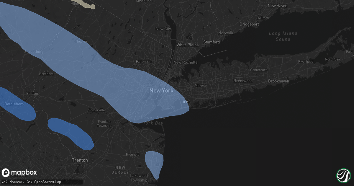 Hail map in Woodhaven, NY on July 3, 2026