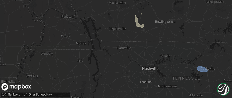 Hail map in Woodlawn, TN on July 3, 2026