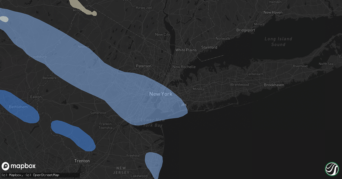 Hail map in Woodside, NY on July 3, 2026