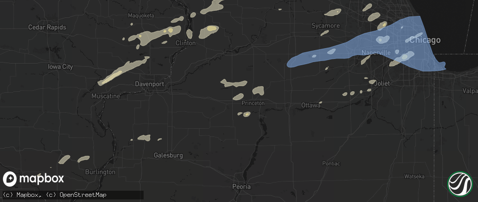 Hail map in Wyanet, IL on July 3, 2026