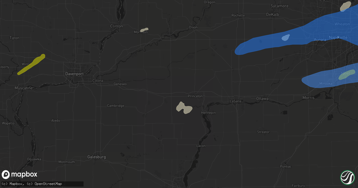 Hail map in Wyanet, IL on July 3, 2026