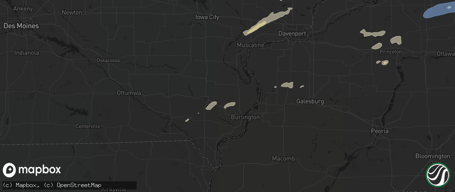 Hail map in Yarmouth, IA on July 3, 2026