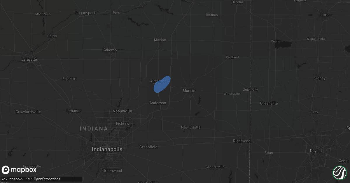 Hail map in Yorktown, IN on July 3, 2026