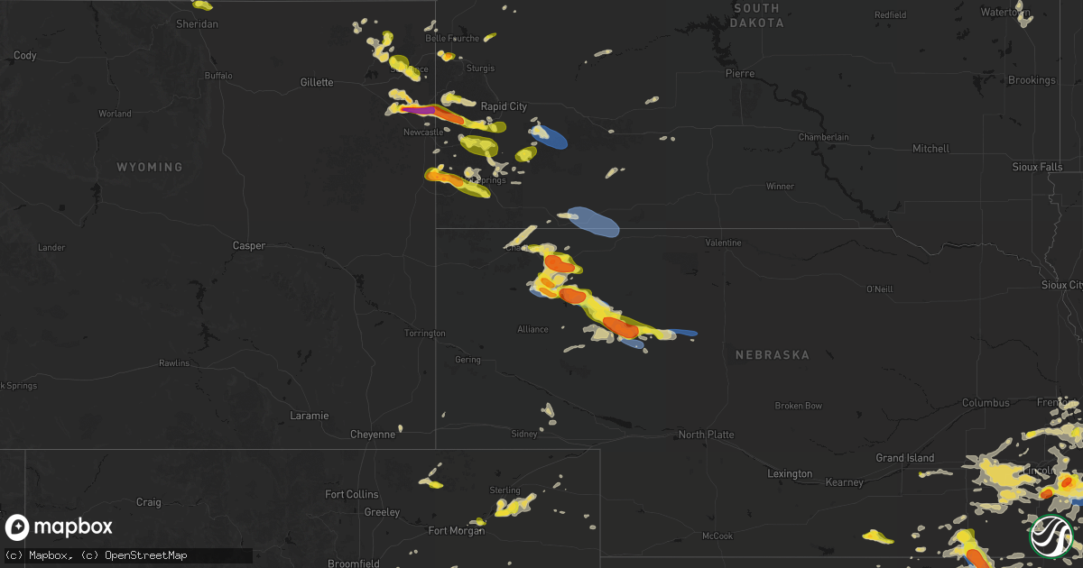 Hail map on July 3, 2026