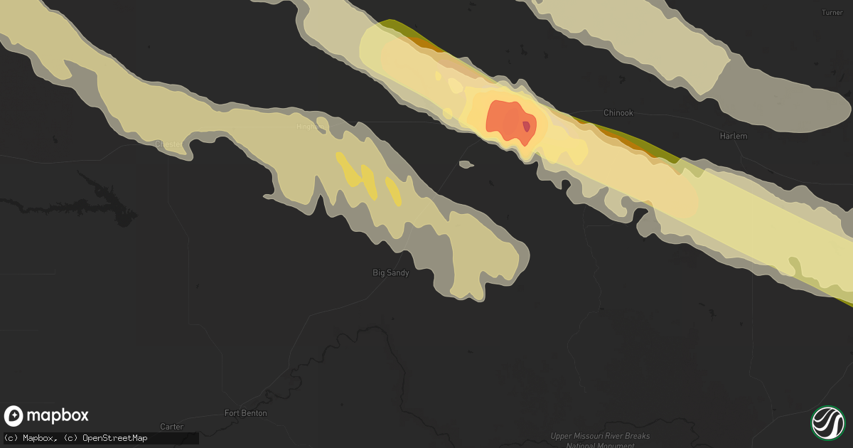 Hail map in Box Elder, MT on July 4, 2015