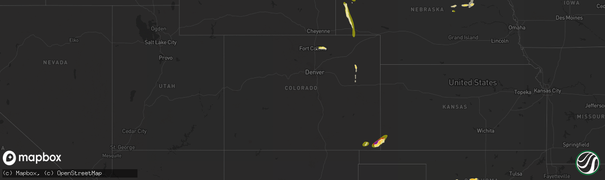 Hail map in Colorado on July 4, 2015