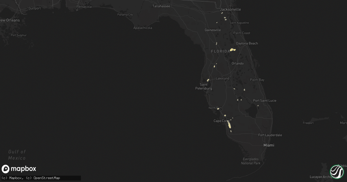 Hail map in Florida on July 4, 2015