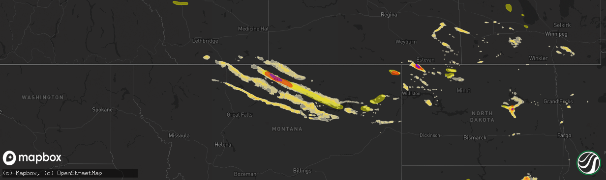 Hail map on July 4, 2015