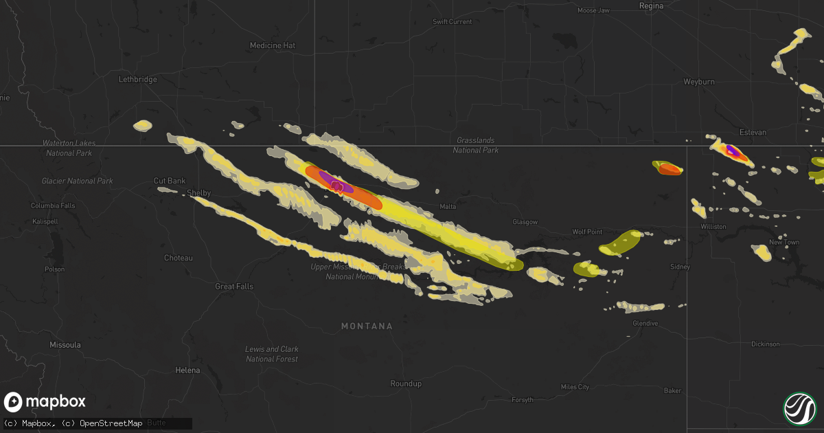 Hail map on July 4, 2015