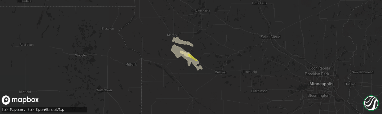 Hail map in Benson, MN on July 4, 2016