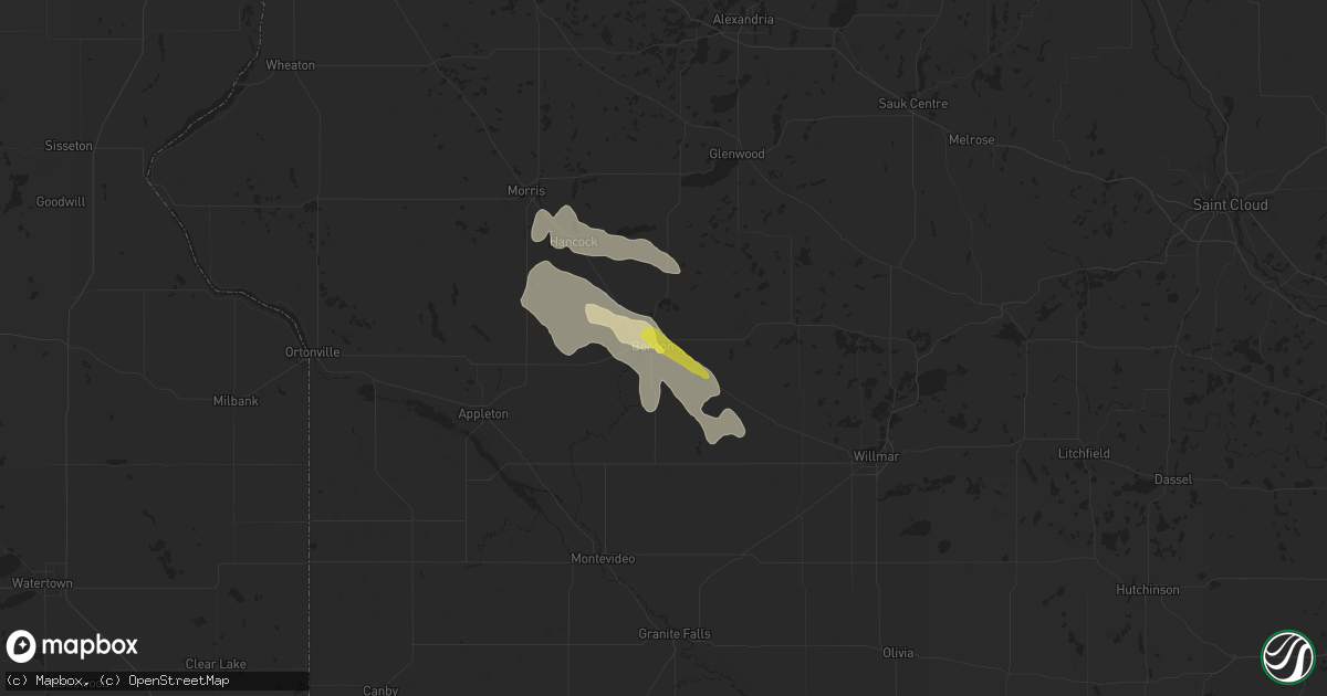 Hail map in Benson, MN on July 4, 2016