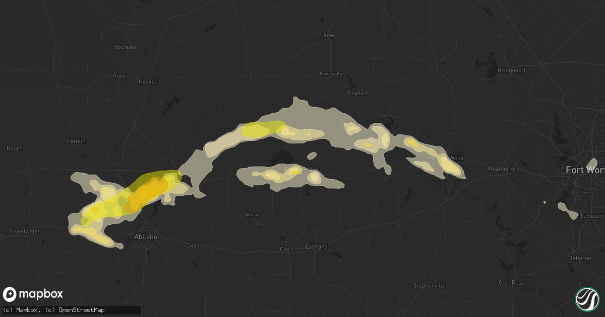 Hail map in Breckenridge, TX on July 4, 2016