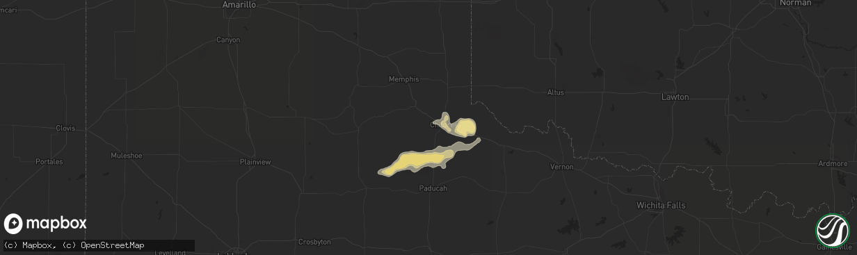 Hail map in Childress, TX on July 4, 2016