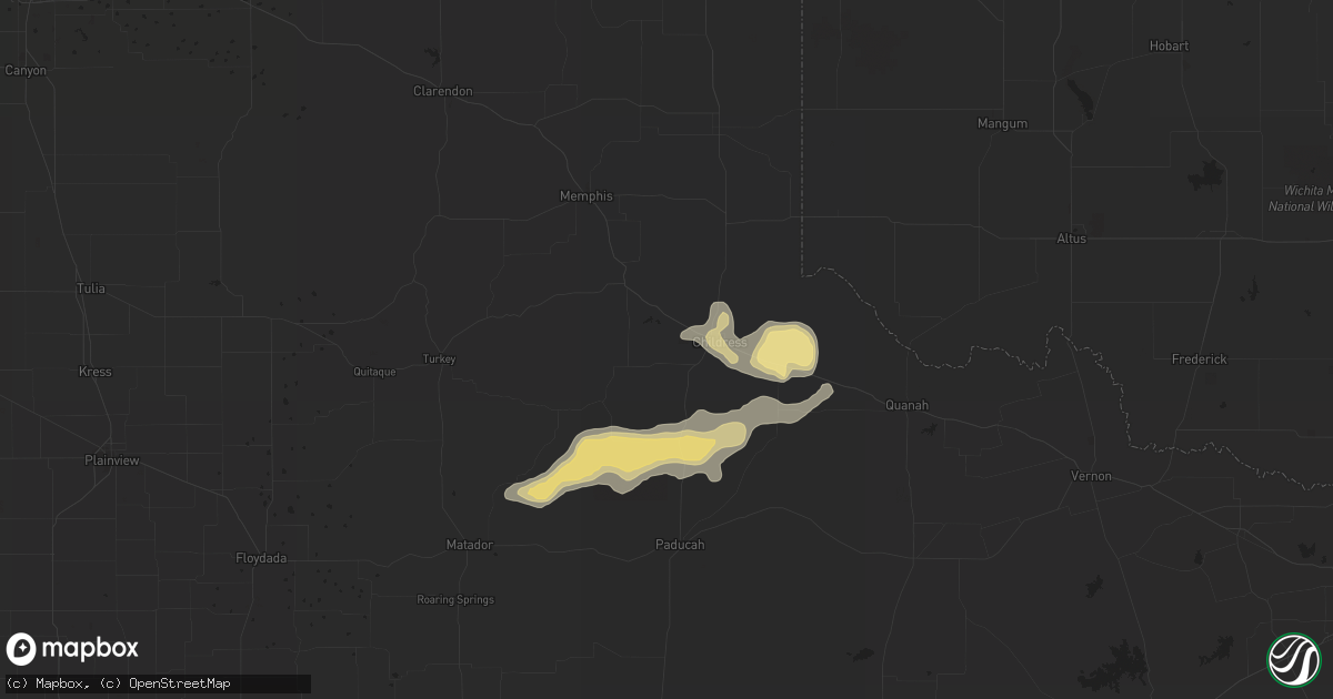 Hail map in Childress, TX on July 4, 2016