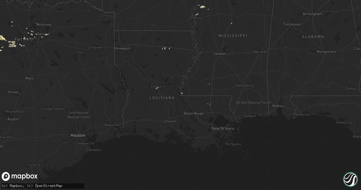 Hail map in Louisiana on July 4, 2016