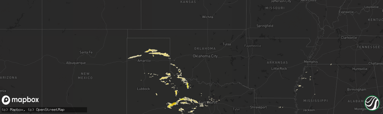 Hail map in Oklahoma on July 4, 2016