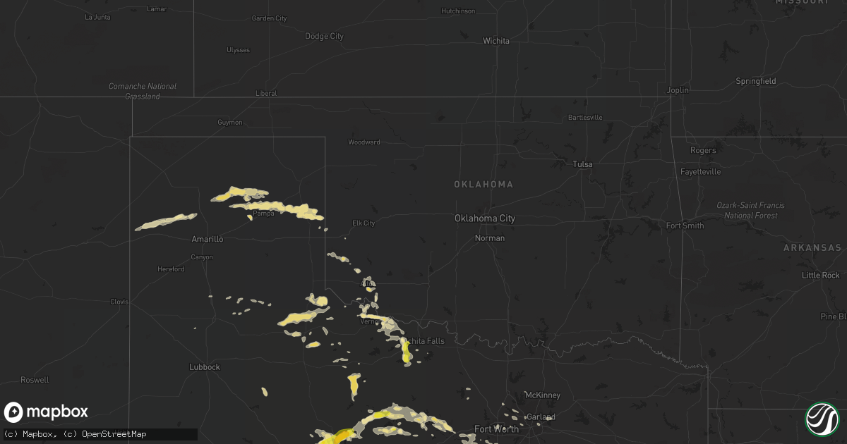 Hail map in Oklahoma on July 4, 2016