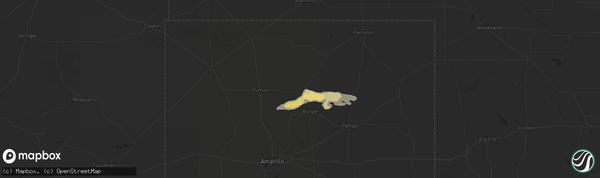 Hail map in Stinnett, TX on July 4, 2016