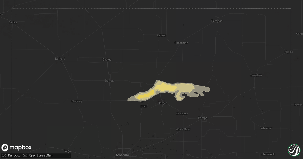 Hail map in Stinnett, TX on July 4, 2016