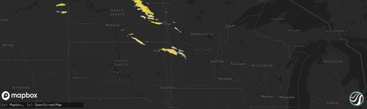 Hail map on July 4, 2016